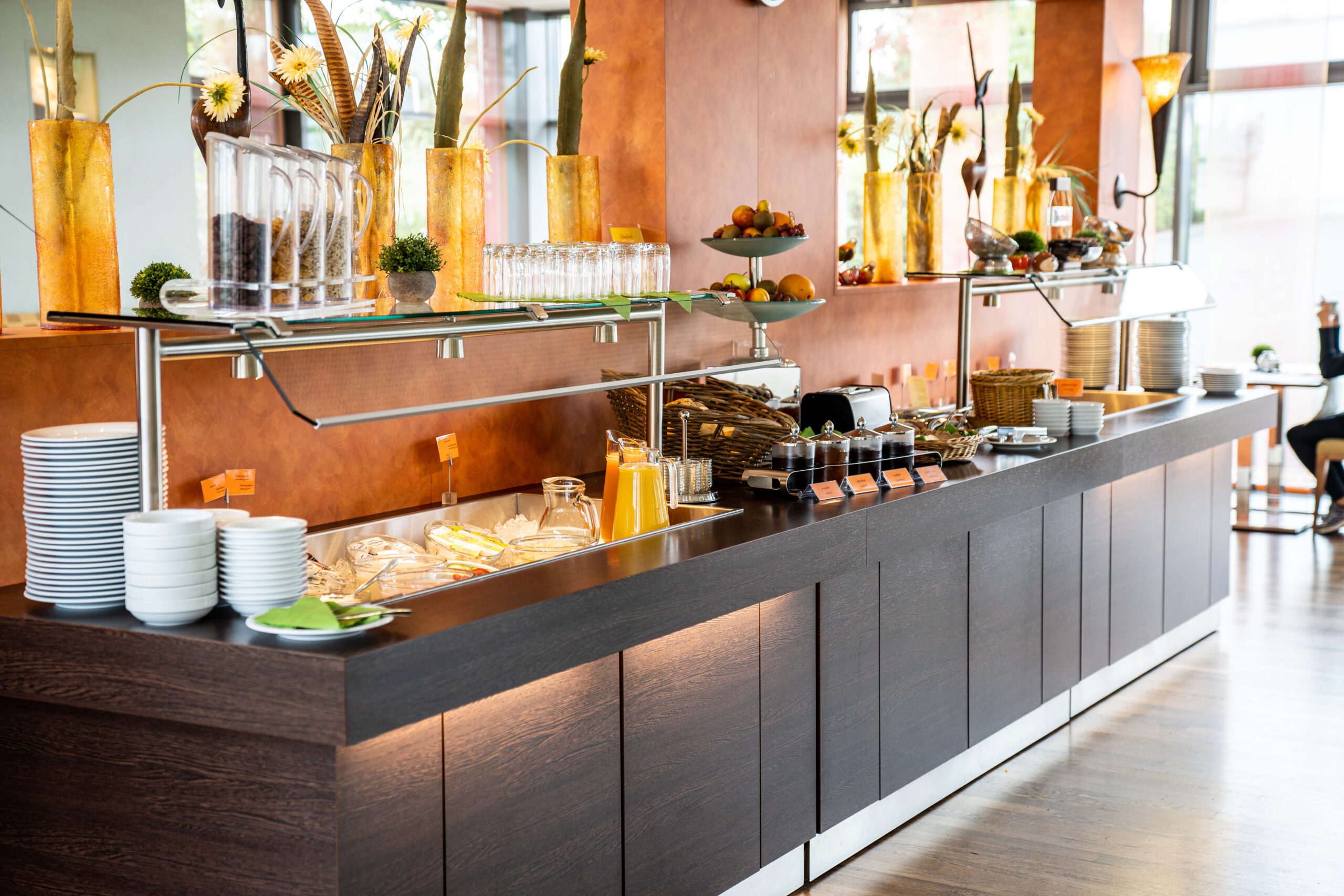 Generous breakfast at the hotel Breakfast buffet with fresh bread, cold cuts and hot drinks